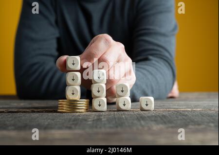 Conceptual image of global Gold market and dropping prices of the precious metal. Stock Photo