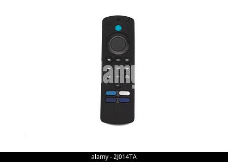 The best tv remote control, also controlled by voice. Isolated on white background. Stock Photo