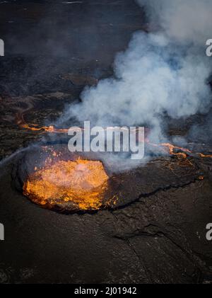 Fagradalsfjall volcano eruption in Iceland. September 2021. Stock Photo