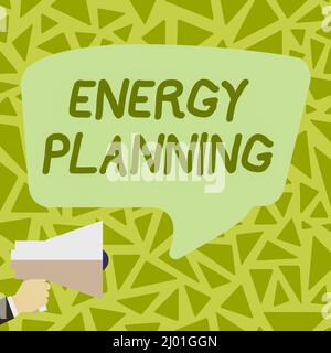 Text caption presenting Energy Planning. Concept meaning making of a strategy and plan for the consumption of energy Loud Megaphone Making New Stock Photo