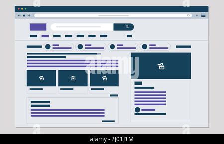 Image search results flat ui concept illustration, search engine illustration Stock Vector