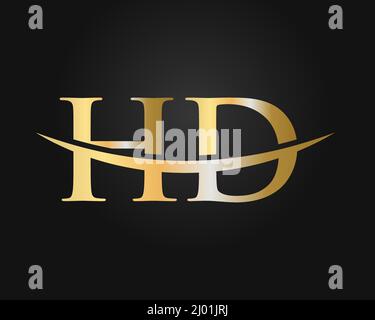 HD H D Letter Logo Design with Swoosh and Black Lines. Modern Creative ...