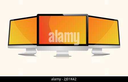 Empty screen with computer monitor vector mock-up Stock Vector