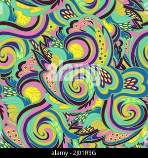 Funky colorful seamless psychedelic texture for decoration and design. Stock Vector