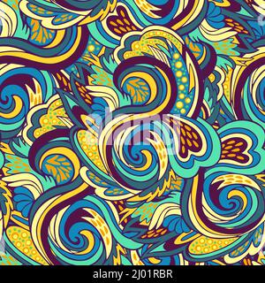 Funky colorful seamless psychedelic texture for decoration and design. Stock Vector