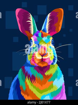 illustration rabbit with pop art style Stock Vector