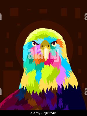illustration eagle bird with pop art style Stock Vector
