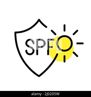 SPF protection shield. Pixel perfect, editable stroke Stock Vector