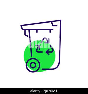 Recycling waster management. Garbage separation sustainable lifestyle. Pixel perfect, editable stroke fun color icon Stock Vector