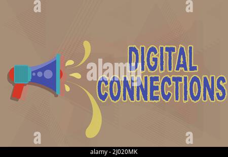Text sign showing Digital Connections. Concept meaning Powerful Ways to Connect Online Global High Definition Illustration Of Megaphone Throwing Out Stock Photo