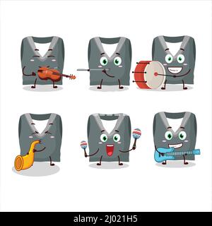 Cartoon character of gray school vest playing some musical instruments. Vector illustration Stock Vector
