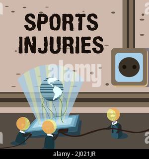 Inspiration showing sign Sports Injuries. Business overview kinds of injury that occur during sports or exercise Global Ideas Joining Together Forming Stock Photo