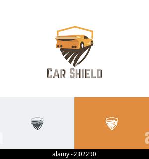 Car Shield Garage Repair Protection Shop Auto Service Logo Template Stock Vector
