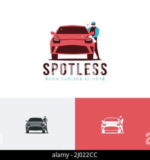 Man Clean Car Wash Carwash Spotless Auto Service Logo Stock Vector