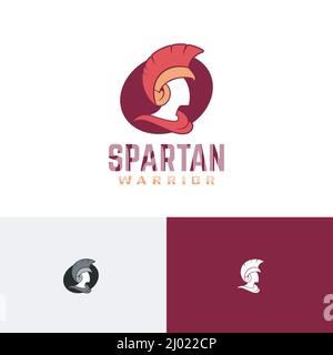 Spartan Warrior Knight Soldier Fighter Helmet Logo Template Stock Vector