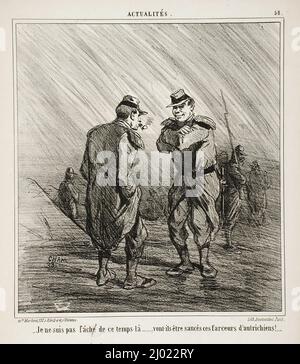 Je ne suis pas fâché de ce temps là...Von't-ils être ces farceurs d'autrichiens!. Cham (Count Amédée-Charles-Henry de Noé) (France, Paris, 1819-1879). France, 1859 (?). Prints; etchings. Etching Stock Photo