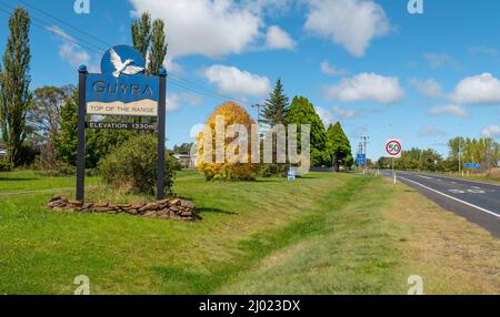 sign at the entrance to Guyra in northern new south wales, australia Stock Photo