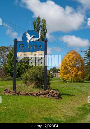 sign at the entrance to Guyra in northern new south wales, australia Stock Photo