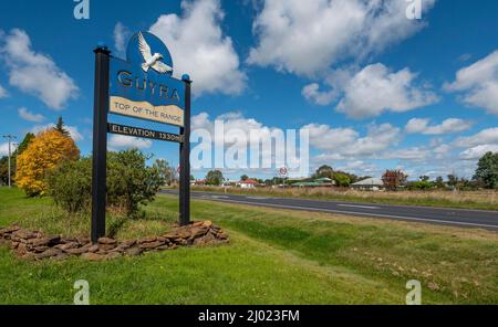 Sign at the entrance to Guyra in northern New South Wales, Australia Stock Photo