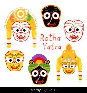 Happy Ratha Yatra holiday and vector illustration Stock Vector