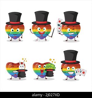 A pop it love Magician cartoon character perform on a stage. Vector illustration Stock Vector