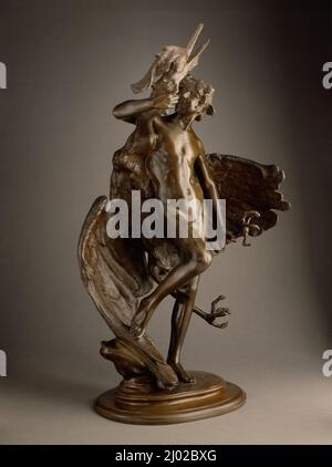 Young Faun and Heron. Frederick MacMonnies (United States, 1863-1937). United States, modeled 1890; copyrighted 1894. Sculpture. Bronze Stock Photo