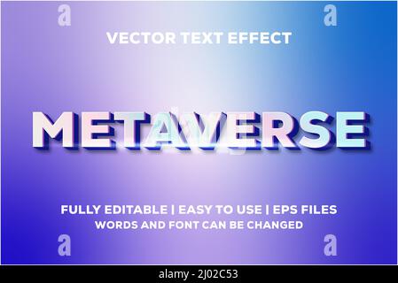 metaverse vector text effect fully editable Stock Vector