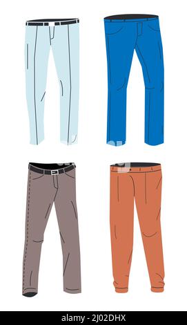 Male Jeans Models Collection. Stock Vector
