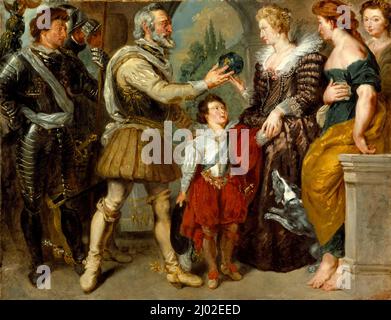 Henri IV Conferring the Regency upon Marie de' Medici (after Rubens). Eugène Delacroix (France, Charenton-Saint-Maurice, 1798-1863). France, before 1834. Paintings. Oil on canvas Stock Photo