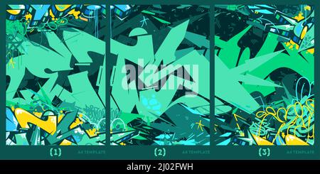 Abstract Graffiti Style A4 Poster Vector Illustration Background Template  Stock Vector