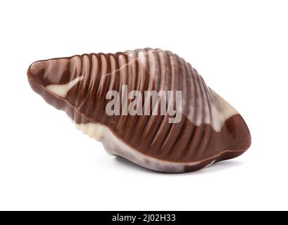 Chocolate sweets shaped as seashells isolated on white background Stock Photo