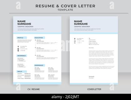 Resume and Cover Letter Template, Minimalist resume cv template, Cv professional jobs resumes Stock Vector