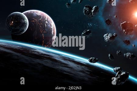 Awesome beautiful planets somewhere in deep space. Elements of this image furnished by NASA Stock Photo