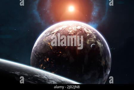 Awesome beautiful planets somewhere in deep space. Elements of this image furnished by NASA Stock Photo