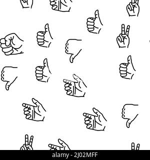 Hand Gesture And Gesticulate Vector Seamless Pattern Stock Vector