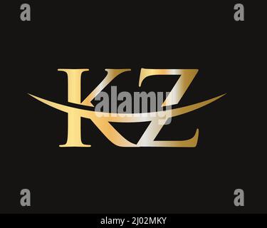 Initial Monogram Letter KZ Logo Design Vector. KZ Logo Design Template Stock Vector