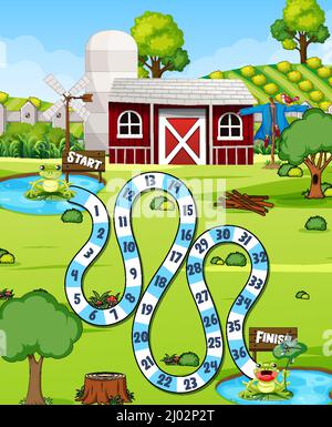 A farm boardgame template illustration Stock Vector