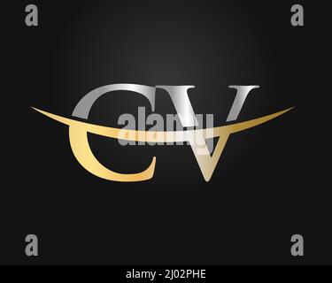 Initial Monogram Letter CV Logo Design Vector. CV Logo Design Template Stock Vector