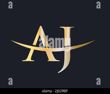 Water wave aj logo swoosh letter design Royalty Free Vector