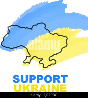 Support Ukraine. Pray for Ukraine. Ukraine flag. Praying concept. Save Ukraine from Russia. Stock Vector