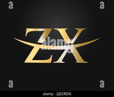 ZX Logo design vector. Swoosh letter ZX logo design Stock Vector
