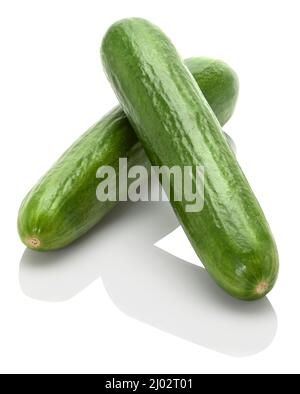 two mini cucumbers(cretan product) isolated on a white background Stock Photo