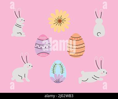 eight easter day set icons Stock Vector