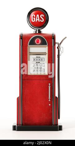 Retro fuel pump isolated on white background. 3D illustration. Stock Photo