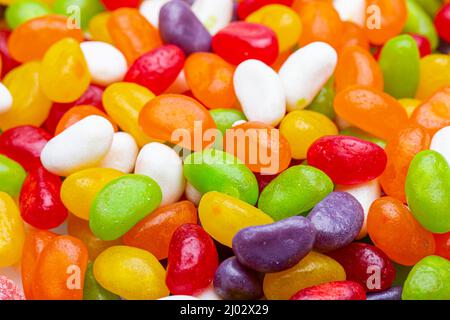 Assorted gummy candies and jellies as background. A lot of colorful jelly sweets candy flavor. High quality photo Stock Photo