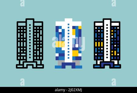 skyscraper icon vector set for decoration, website, web, presentation, printing, banner, logo, poster design, etc. Stock Vector