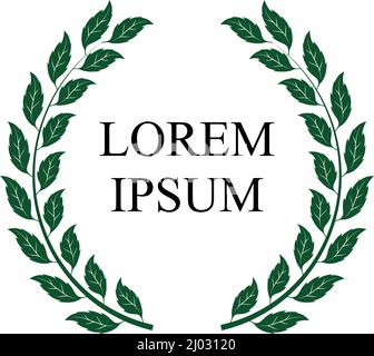 Laurel wreath vector with abstract jagged leaves in dark green. Left and Right single. White isolated background. Each side single moveable. Stock Vector