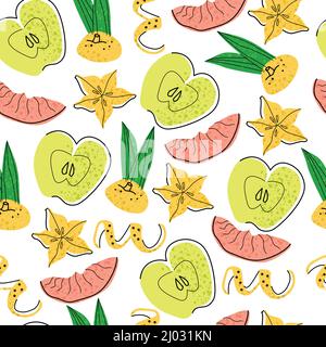 Seamless pattern - fruit illustration. Cocktail garnish.  Stock Vector