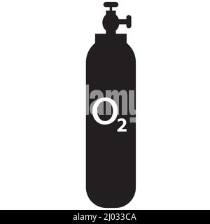 oxygen cylinder icon on white background. medical life support oxygen cylinder sign. flat style. Stock Photo