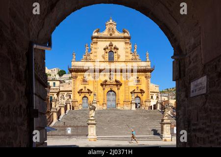 St. Peter's Cathedral, Modica, Ragusa, Val di Noto, UNESCO World Heritage Site, Sicily, Italy, Europe Stock Photo